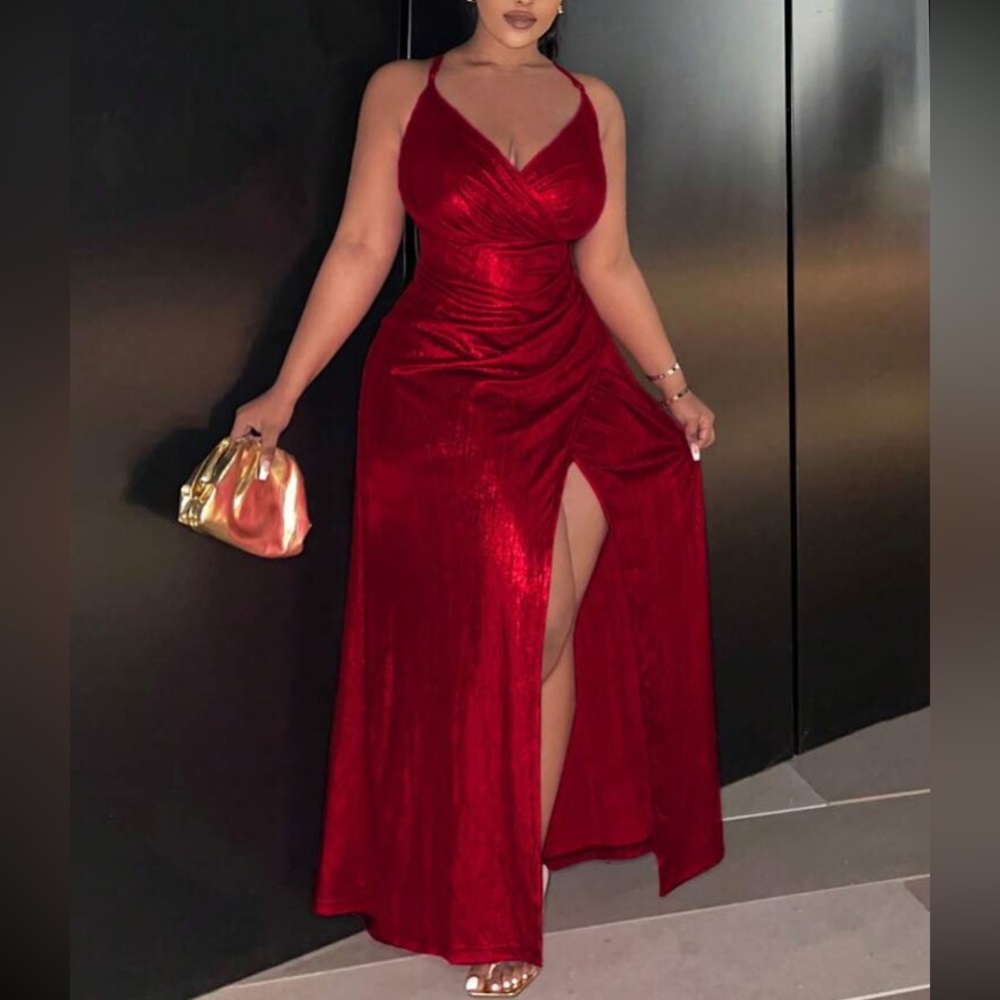Luxe slit thigh party formal dress - Picture 1 of 5
